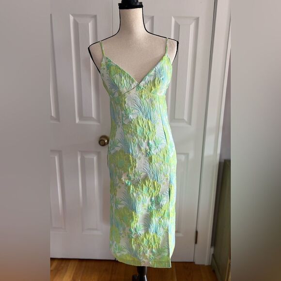 Lulu's Green Slip Midi Dress Spaghetti Strap Sweetheart - Picture 16 of 16